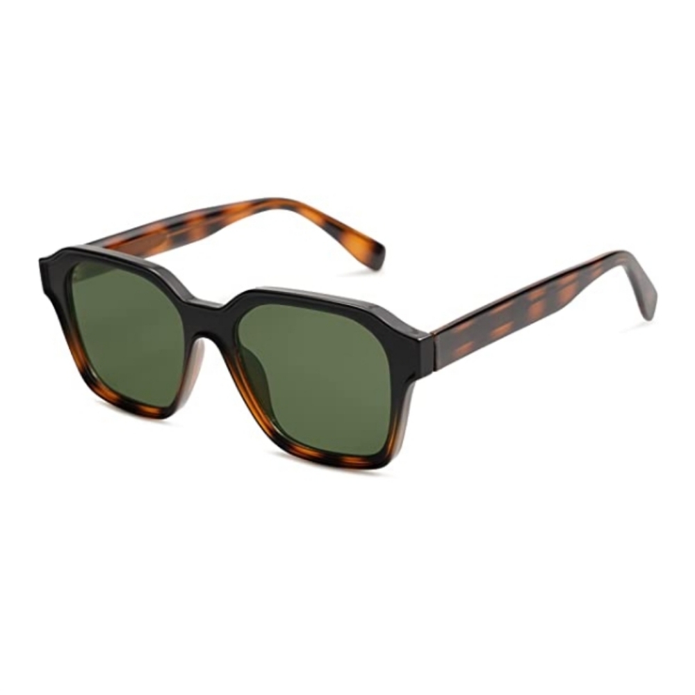 Tortoise Brown Square Sunglasses Retro Trendy UV400 Protection - Picture 4 of 4